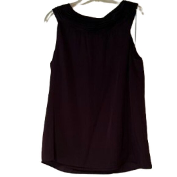 Loft Rounded Neck Sleeveless Blouse - Dark Purple - Fully Lined - M - Picture 2 of 6
